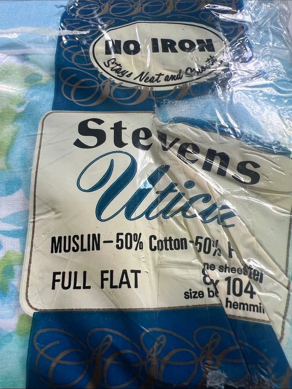 Vintage Full Flat Sheet -Steven’s Utica - 50/50 - Antoinette - Blue